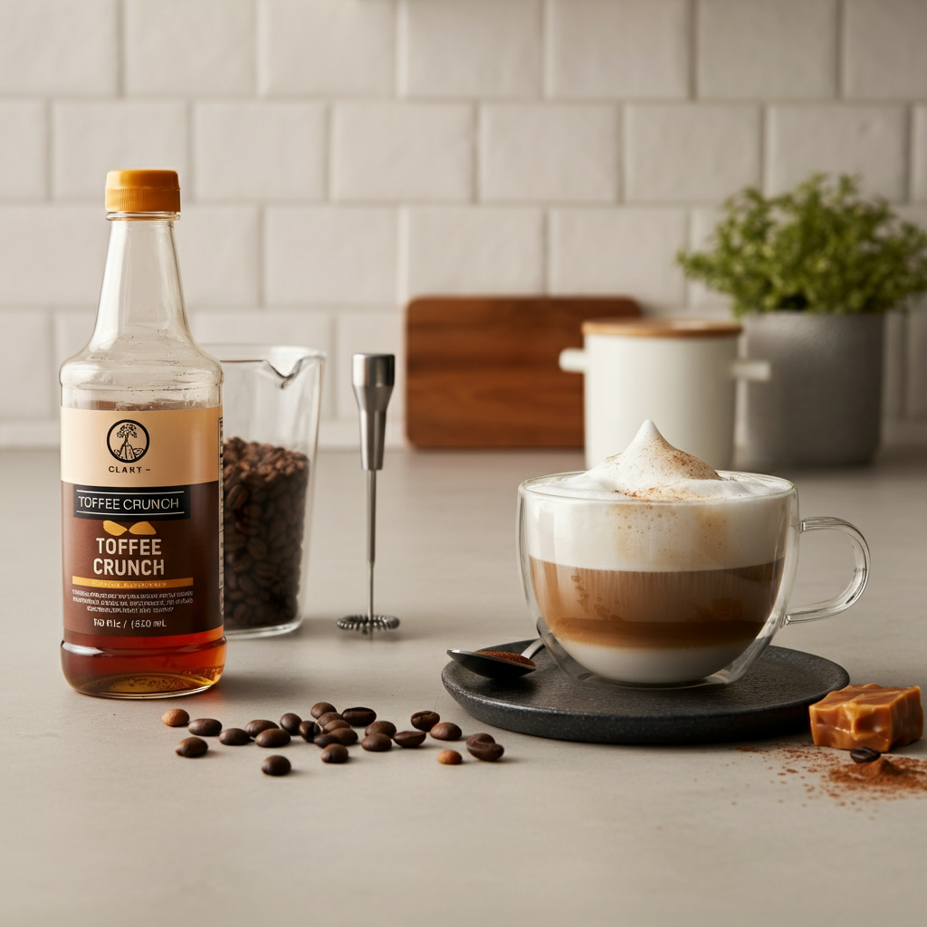 1883 toffee crunch syrup - flavored syrup for hot
