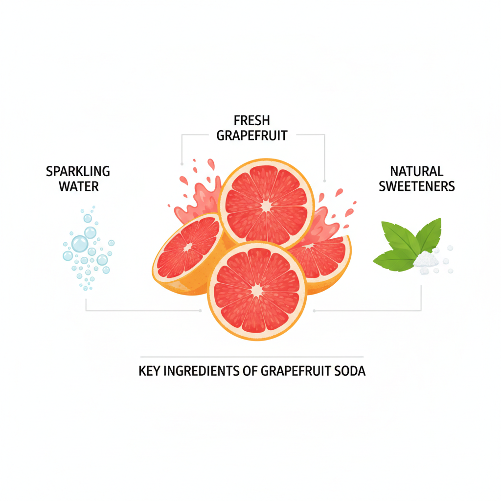 Grapefruit Soda Ingredients Infographic: A clean infographic showcasing the key ingredients of grapefruit soda.