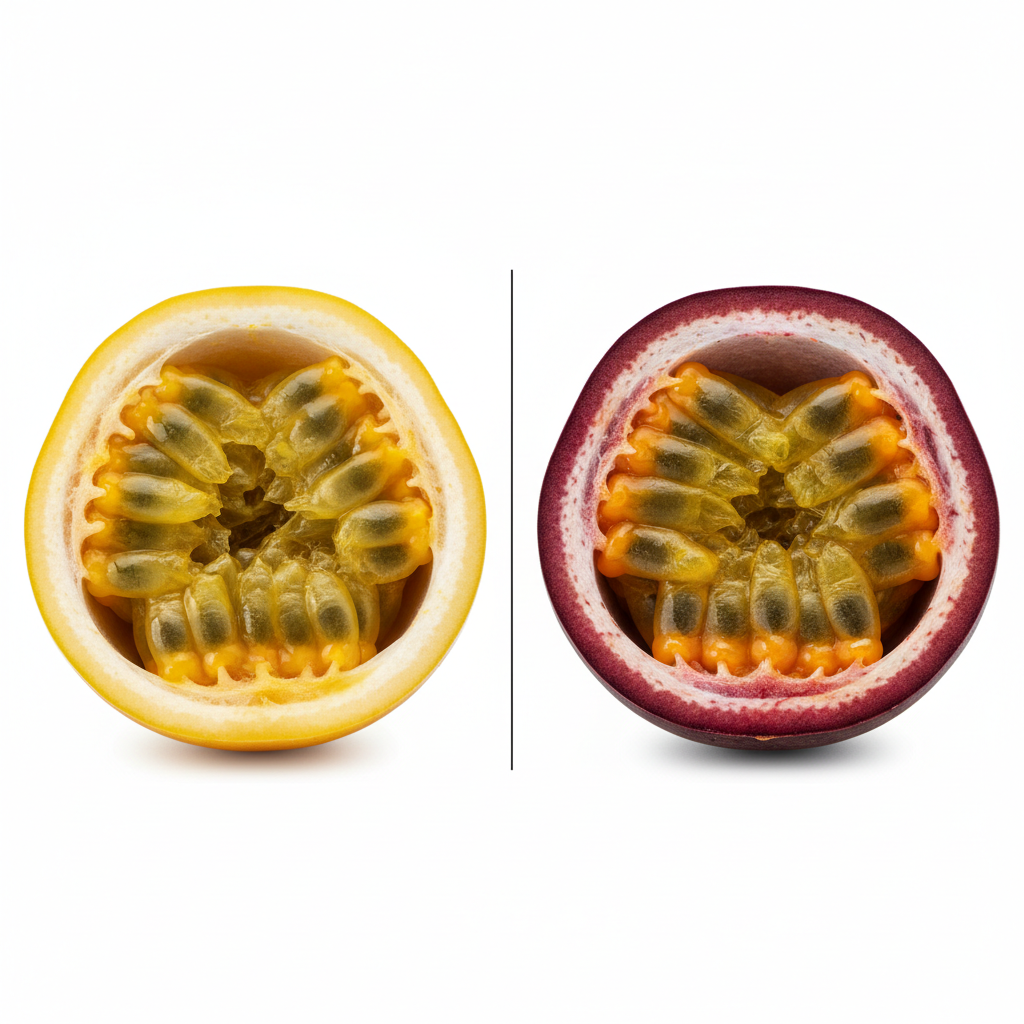 Maracuya vs Purple Passion Fruit: A side-by-side comparison of the two fruit varieties.