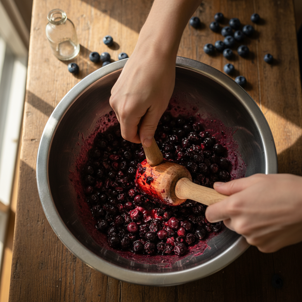 Blueberry Wine Recipe Steps: A step-by-step visual guide illustrating the process of making blueberry wine.