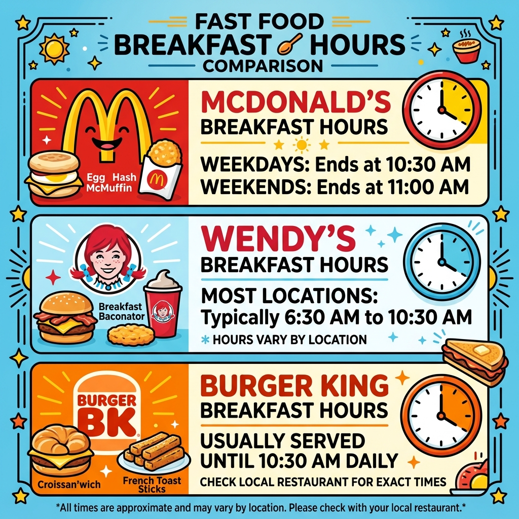Infographic of McDonald's breakfast hours vs competitors